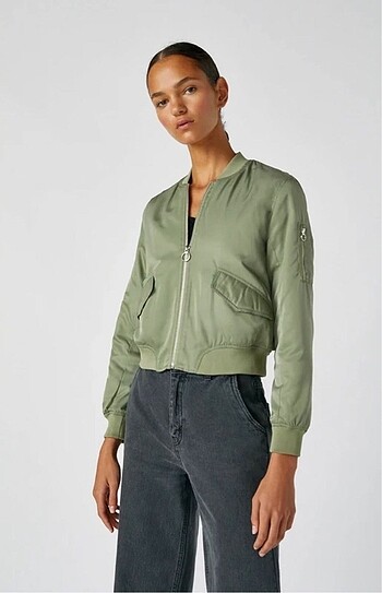pull&bear yeşil bomber ceket