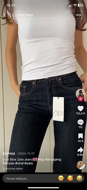 zara yuksek bel jean