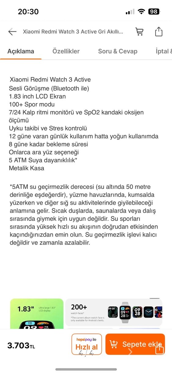 Redmi Watch 3 Active Akıllı Saat - Görsel 4