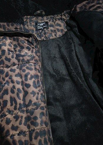 LC Waikiki Kahverengi Leopar Desenli Kürklü Kadın Mont
