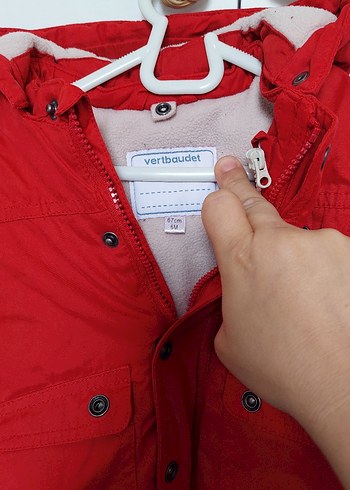 Düğmeli Kırmızı bebek Mont - Görsel 6