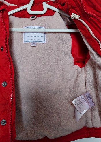 Düğmeli Kırmızı bebek Mont - Görsel 3