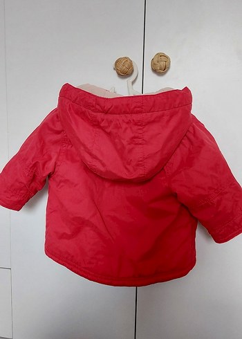Düğmeli Kırmızı bebek Mont - Görsel 4