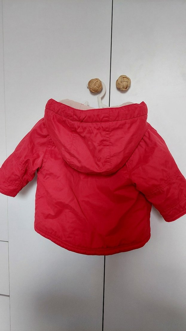 Düğmeli Kırmızı bebek Mont - Görsel 4