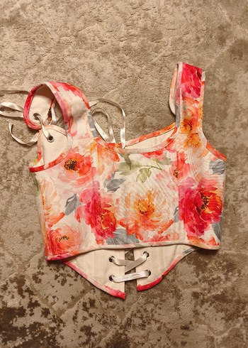 Çiçek Desenli önden Bağcıklı korse - Görsel 4