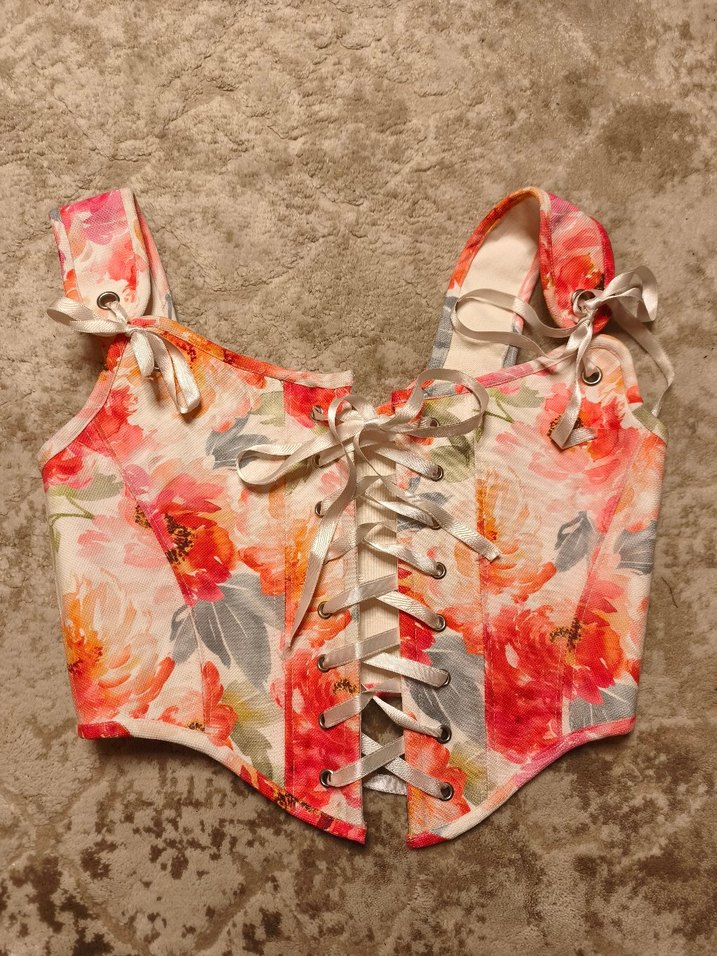 Çiçek Desenli önden Bağcıklı korse - Görsel 2