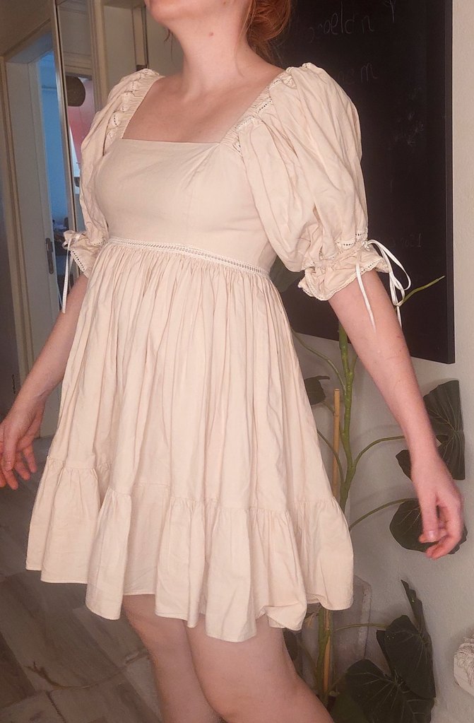 Bej Vintage Mini Elbise - Görsel 2