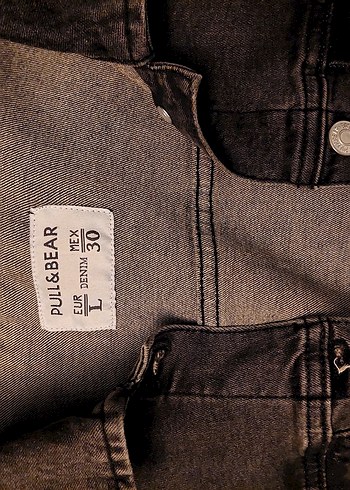 Pull&Bear Koyu Gri Denim Ceket Düğmeli - Görsel 5