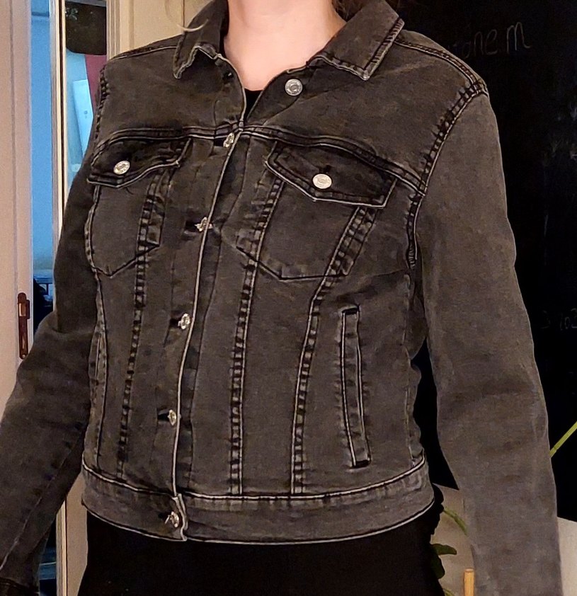 Pull&Bear Koyu Gri Denim Ceket Düğmeli - Görsel 3