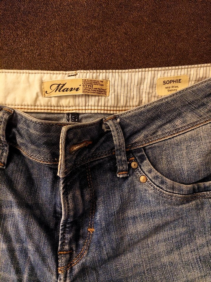 Kadın Mavi Denim Dar Kesim Mid Rise Kot Pantolon - Görsel 4