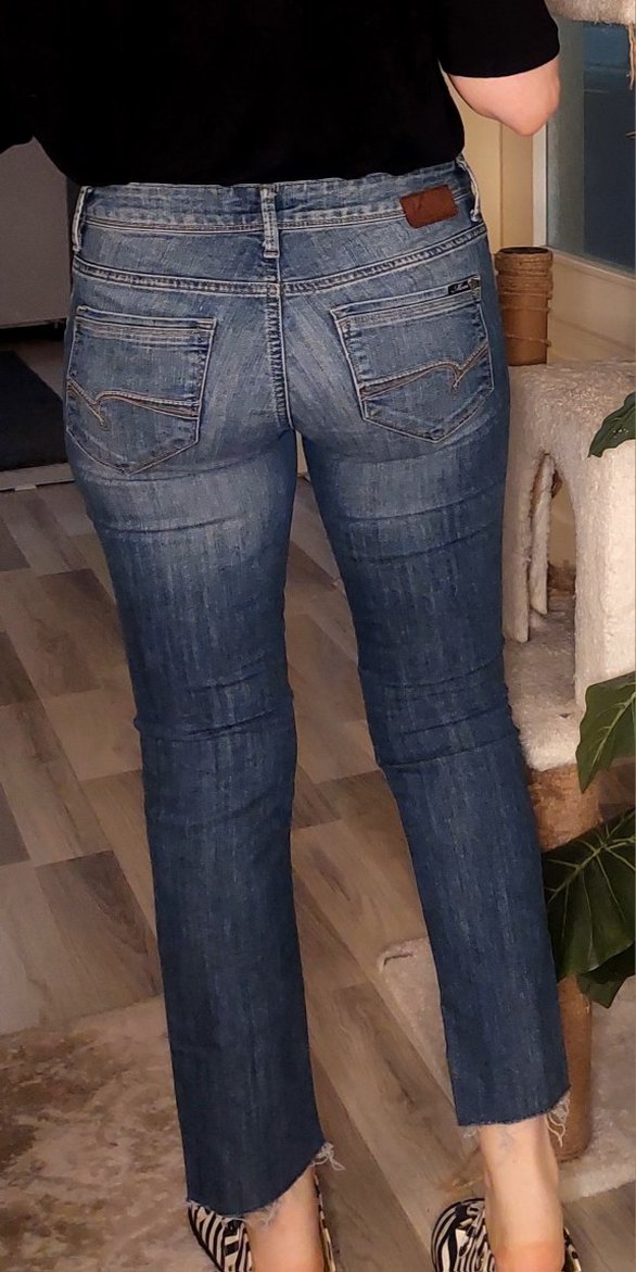 Kadın Mavi Denim Dar Kesim Mid Rise Kot Pantolon - Görsel 3