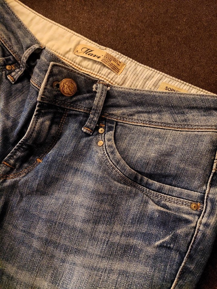 Kadın Mavi Denim Dar Kesim Mid Rise Kot Pantolon - Görsel 5