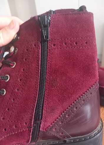 Hotiç BORDO BAĞCIKLI GERCEK DERI BOT