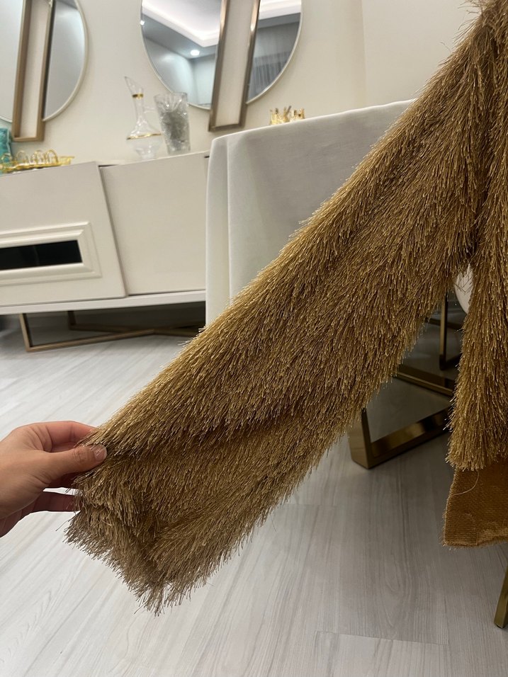 Gold Kürklü Bohem Kadın Kazak - Görsel 2