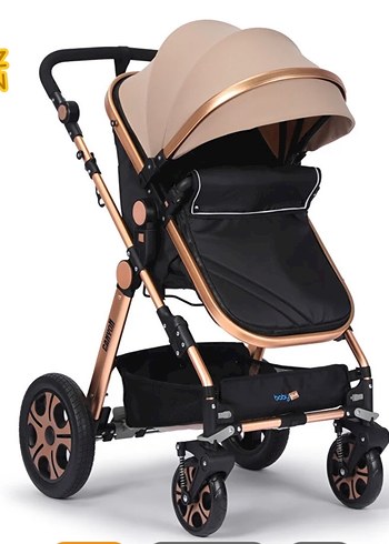 Açık Kahverengi Bebek Arabası ve Oto Koltuğu - Görsel 5