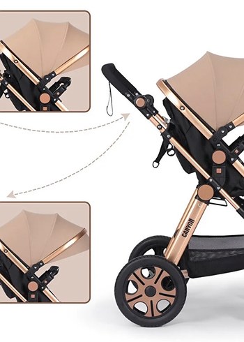 Açık Kahverengi Bebek Arabası ve Oto Koltuğu - Görsel 3