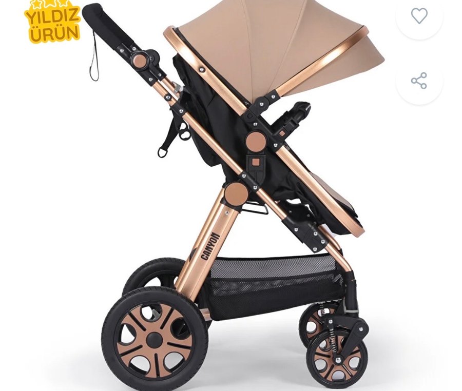 Açık Kahverengi Bebek Arabası ve Oto Koltuğu - Görsel 4
