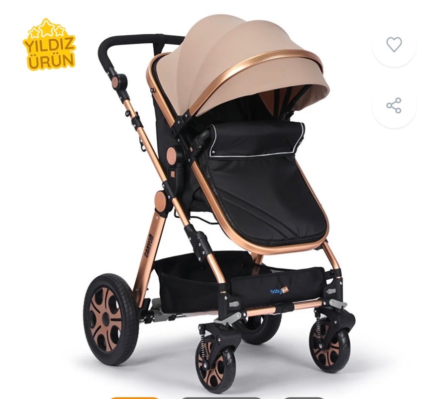 Açık Kahverengi Bebek Arabası ve Oto Koltuğu - Görsel 5