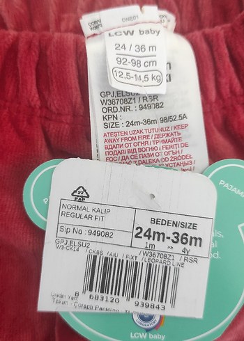 24-36 Ay Beden Kız Çocuk Pembe ve Bordo Kadife Pantolon
