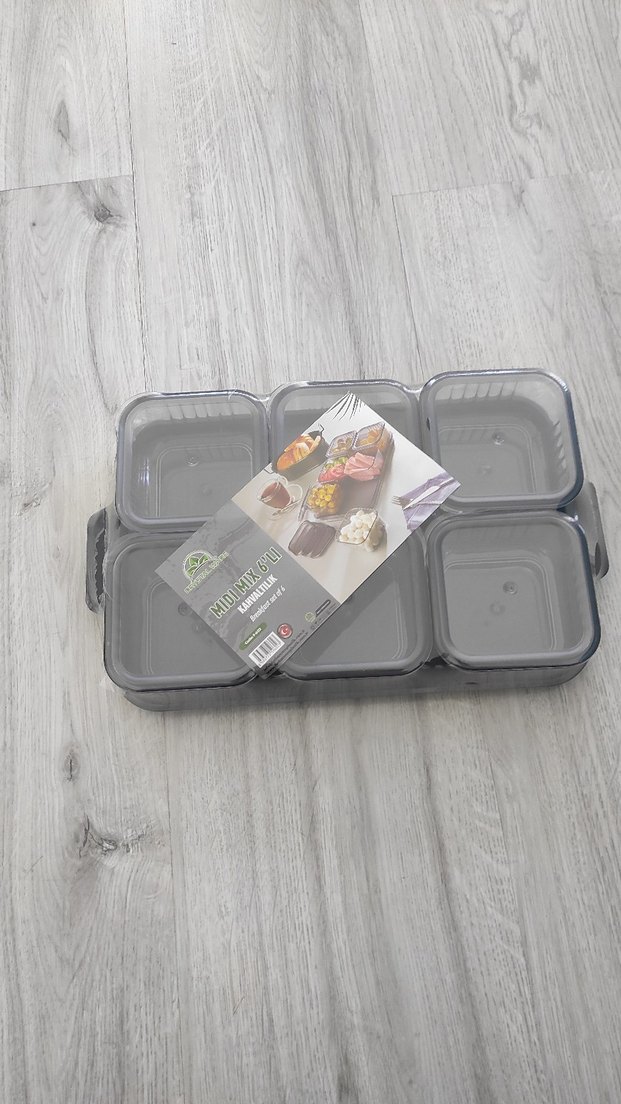 Gri Çok Bölmeli Saklama Kabı Seti - Görsel 3