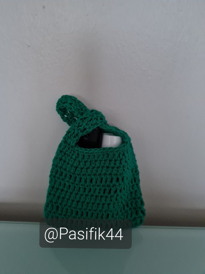 Koyu Yeşil Örgü Mini Çanta anahtarlıklar - Görsel 2