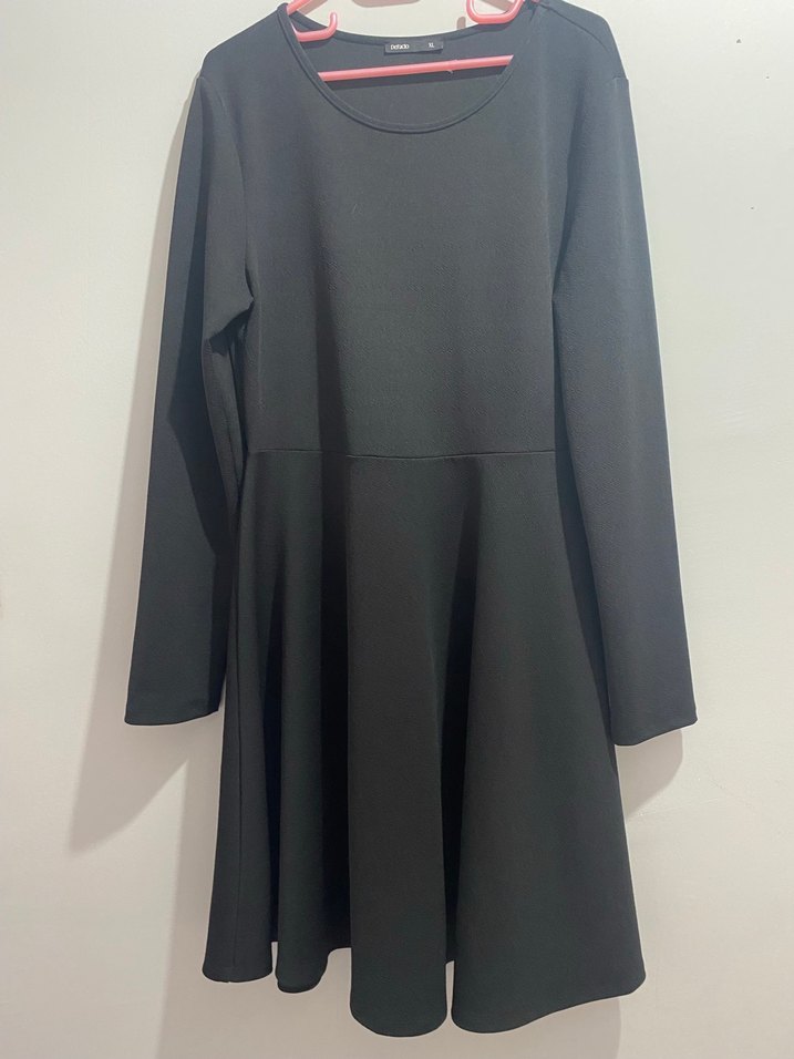 Siyah Uzun Kollu Midi Elbise - Görsel 4