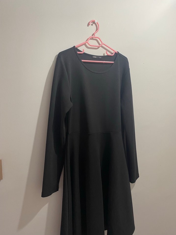 Siyah Uzun Kollu Midi Elbise - Görsel 2