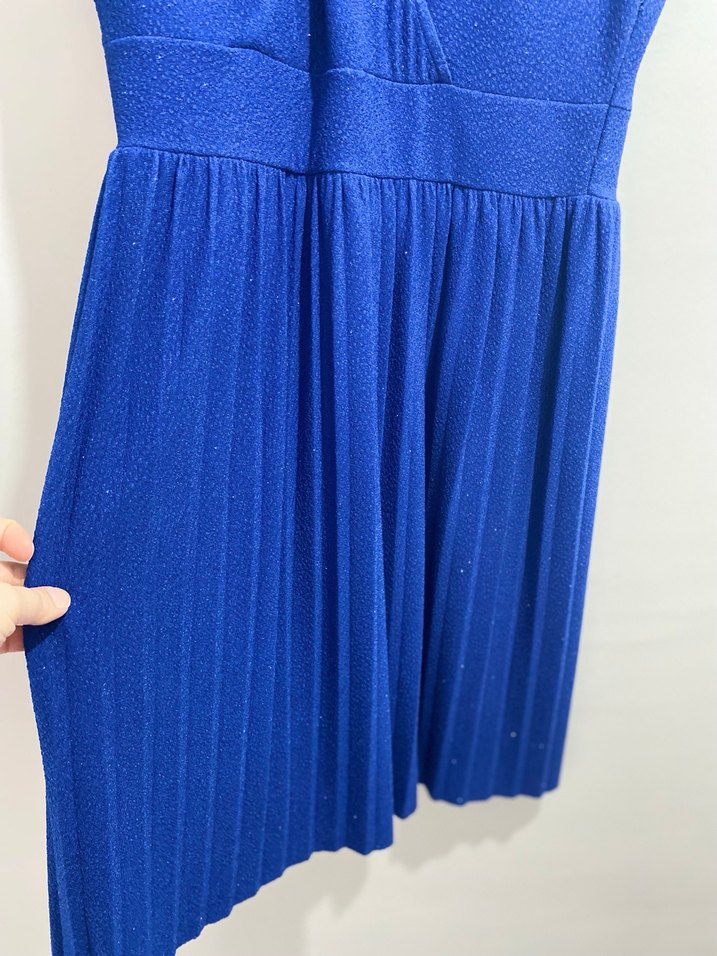 Mavi Pilili Midi Abiye Elbise - Görsel 3