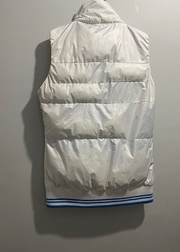 Beyaz Kapitone Yelek, Fermuarlı, Yüksek Yaka - Görsel 3