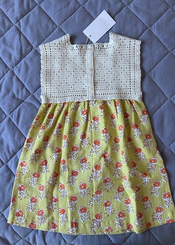 Zara Sarı Nakışlı Bohem Kız Elbisesi
