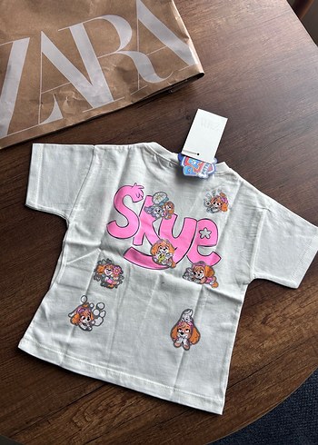 Kız Çocuk Beyaz Baskılı Tişört Velcro - Görsel 4