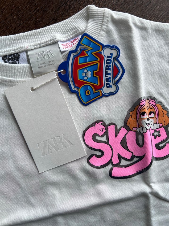 Kız Çocuk Beyaz Baskılı Tişört Velcro - Görsel 3