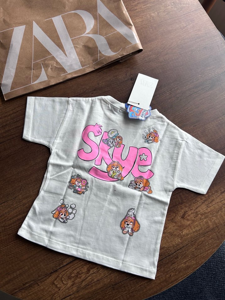 Kız Çocuk Beyaz Baskılı Tişört Velcro - Görsel 4