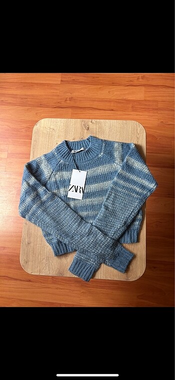 s Beden mavi Renk Zara crop kazak