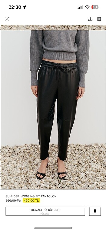 Zara suni deri pantolon