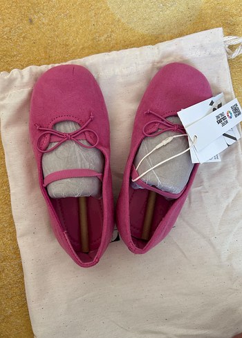 25 Beden Kız Çocuk Pembe Fiyonklu Babet Ayakkabı