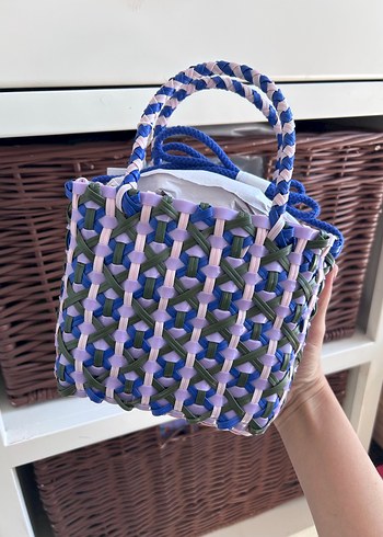 Pastel Renkli Örgü Plaj Çantası