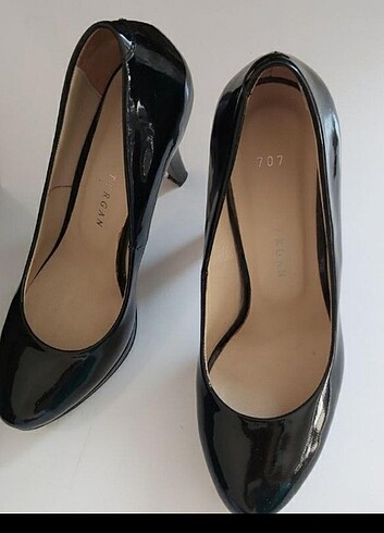 37 Beden siyah Renk Siyah Rugan Topuklu Ayakkabı (Tergan)