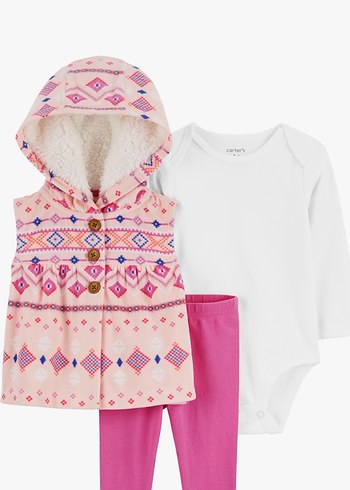 Carters Kız Bebek Pembe Yelek ve Takım