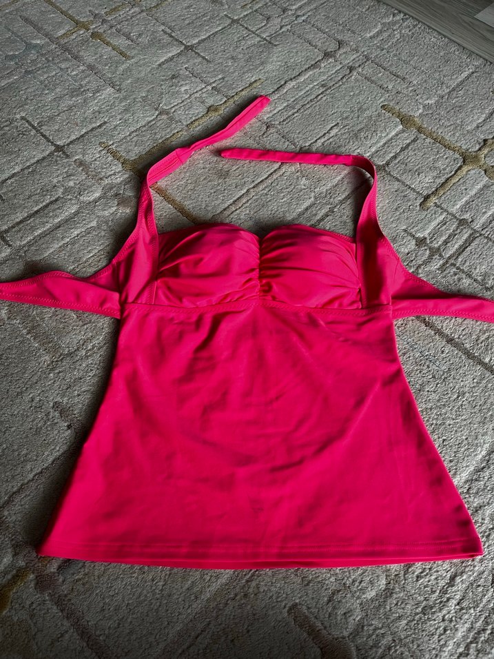 Pembe Drapeli Kolsuz Midi Mayo - Görsel 2