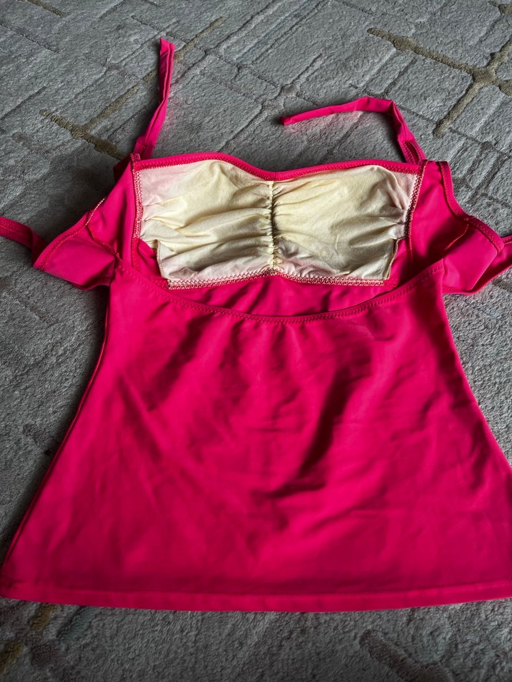 Pembe Drapeli Kolsuz Midi Mayo - Görsel 3