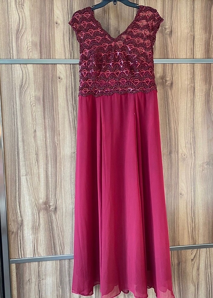 bordo abiye elbise - Görsel 2