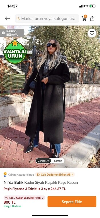 Siyah Kaşe Kaban