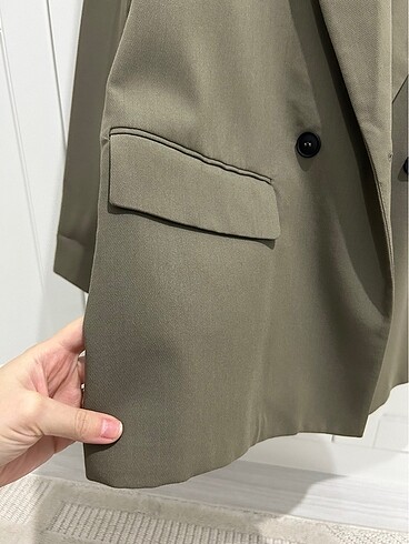 s Beden haki Renk Zara Kruvaze oversize blazer