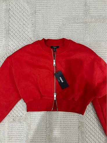 Mavi fermuarlı kadın sweatshirt