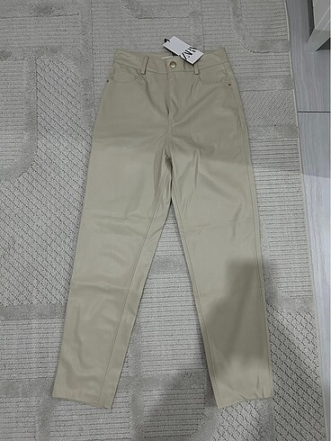 Zara krem deri pantolon