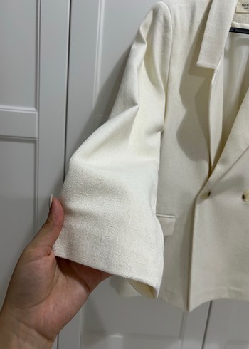 Zara Beyaz keten blazer