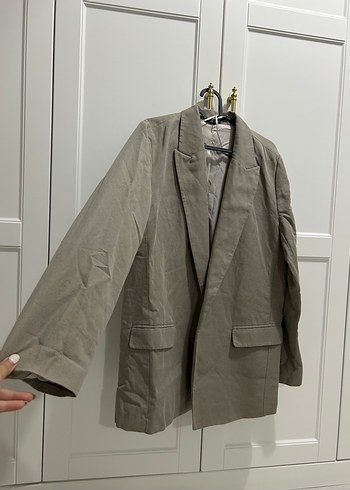 Zara haki keten blazer