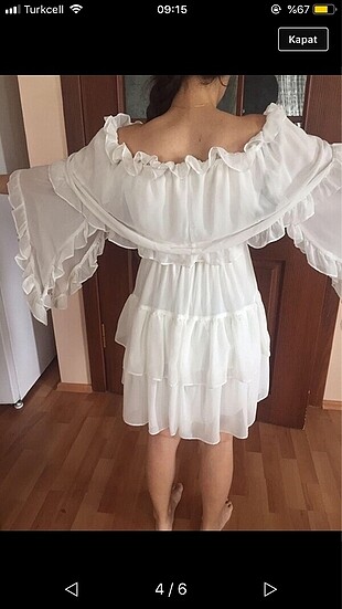 s Beden beyaz Renk Beyaz fırfırlı elbise