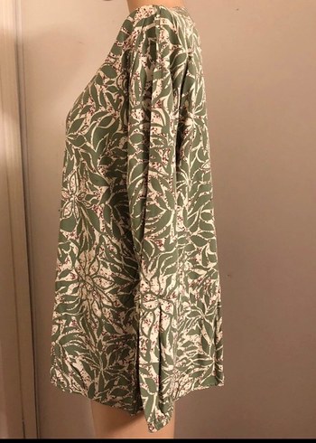 Kadın Haki Düğmeli Uzun Kol Bohem Tunik - Görsel 2